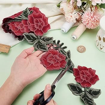 Amazon.com: PH PandaHall 2 Yards Rose Lace Fabric Ribbon